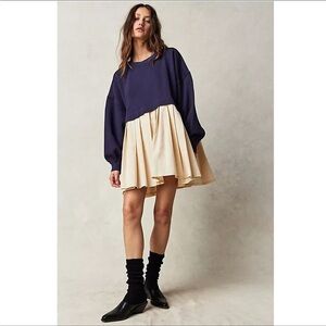 NEW Free People Eleanor Sweatshirt Tunic Dress Oversized Cotton XS NWOT